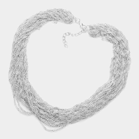 Simple Silver Layered Chain Necklace Casual Womens Jewelry Simple Style Metal - Picture 2 of 2